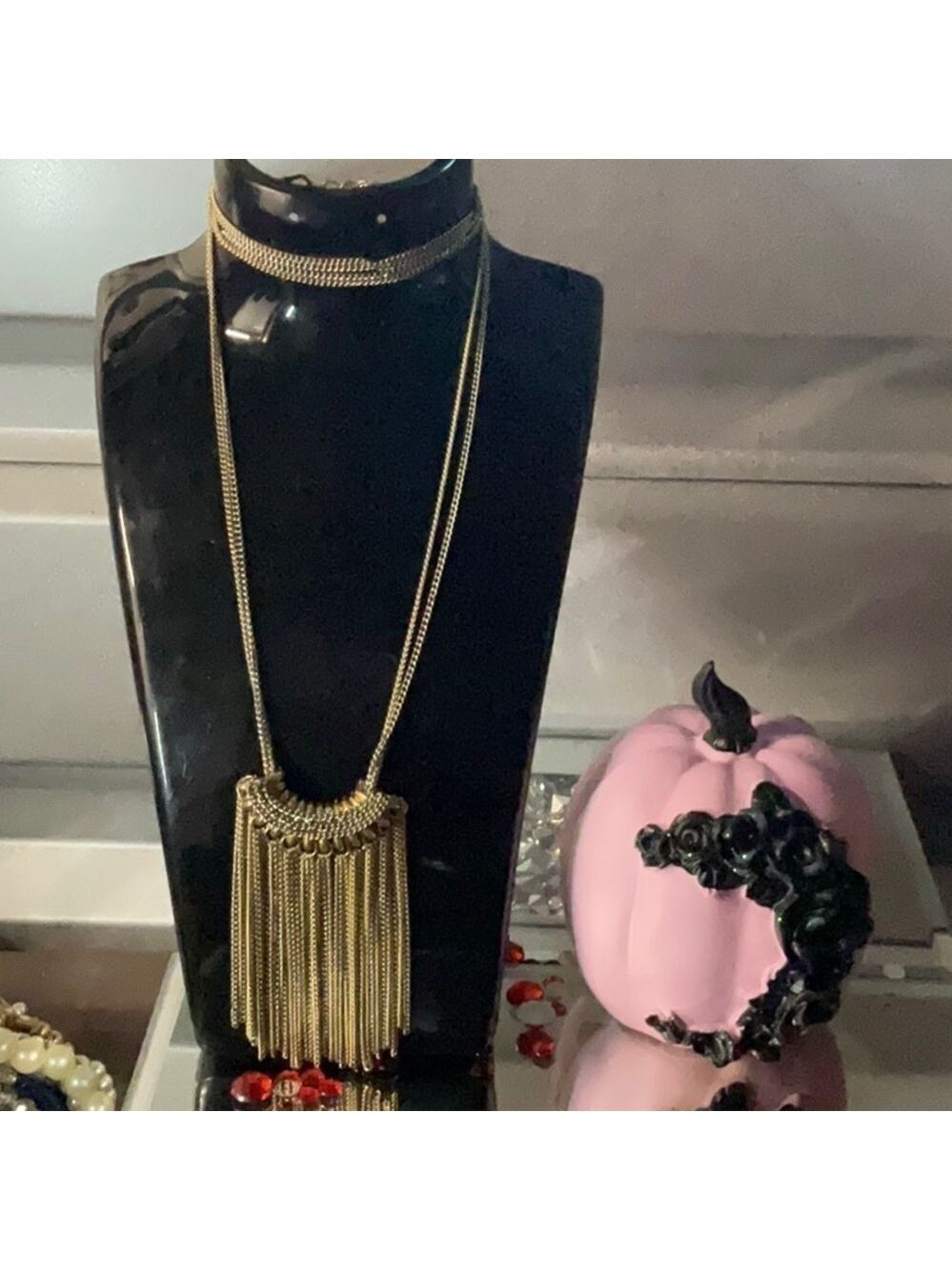 Vintage Double Chain Tassel Pendant Necklace